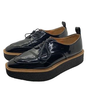 Zara Trafaluc Creeper Platform Black Patent Shoes Size US 8 / EU 39